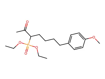 Phosphonic acid, (1-acetyl-5-(4-methoxyphenyl)pentyl)-, diethyl ester structure