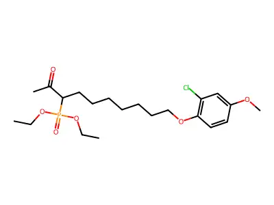 Phosphonic acid, (1-acetyl-8-(2-chloro-4-methoxyphenoxy)octyl)-, diethyl ester structure