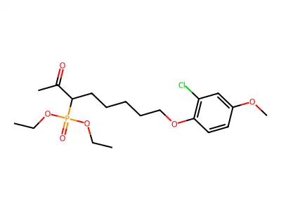 Phosphonic acid, (1-acetyl-6-(2-chloro-4-methoxyphenoxy)hexyl)-, diethyl ester structure