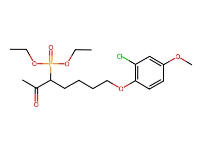 Phosphonic acid, (1-acetyl-5-(2-chloro-4-methoxyphenoxy)pentyl)-, diethyl ester structure
