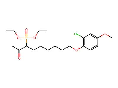 Phosphonic acid, (1-acetyl-7-(2-chloro-4-methoxyphenoxy)heptyl)-, diethyl ester structure