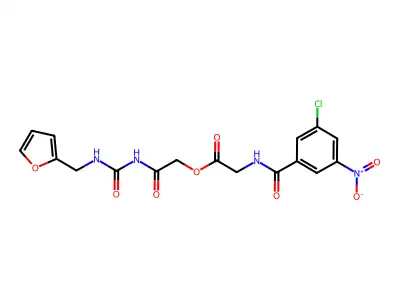 [2-(furan-2-ylmethylcarbamoylamino)-2-oxoethyl] 2-[(3-chloro-5-nitrobenzoyl)amino]acetate structure