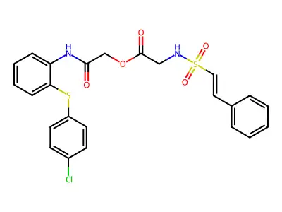 [2-[2-(4-chlorophenyl)sulfanylanilino]-2-oxoethyl] 2-[[(E)-2-phenylethenyl]sulfonylamino]acetate structure