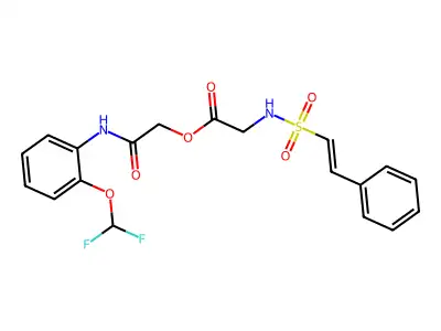 [2-[2-(difluoromethoxy)anilino]-2-oxoethyl] 2-[[(E)-2-phenylethenyl]sulfonylamino]acetate structure