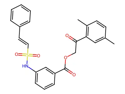 [2-(2,5-dimethylphenyl)-2-oxoethyl] 3-[[(E)-2-phenylethenyl]sulfonylamino]benzoate structure