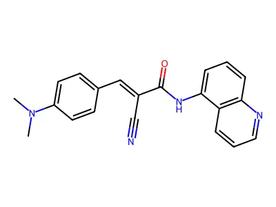 2-cyano-3-[4-(dimethylamino)phenyl]-N-(quinolin-5-yl)prop-2-enamide structure