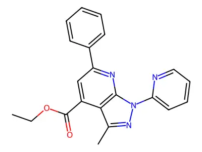 Ethyl 3-methyl-6-phenyl-1-pyridin-2-ylpyrazolo[3,4-b]pyridine-4-carboxylate structure