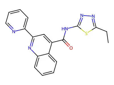 N-(5-ethyl-1,3,4-thiadiazol-2-yl)-2-(pyridin-2-yl)quinoline-4-carboxamide structure