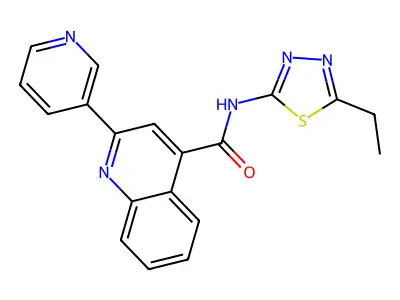 N-(5-ethyl-1,3,4-thiadiazol-2-yl)-2-(pyridin-3-yl)quinoline-4-carboxamide structure