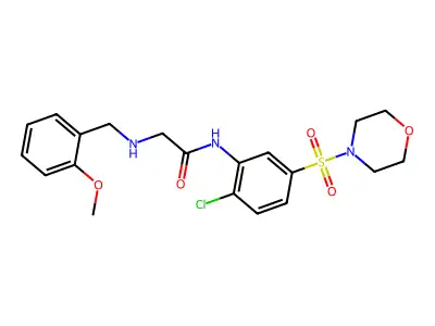 N-[2-chloro-5-(morpholine-4-sulfonyl)phenyl]-2-{[(2-methoxyphenyl)methyl]amino}acetamide structure