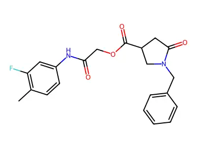 [2-(3-fluoro-4-methylanilino)-2-oxoethyl] 1-benzyl-5-oxopyrrolidine-3-carboxylate structure