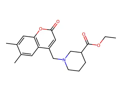 Ethyl 1-[(6,7-dimethyl-2-oxochromen-4-yl)methyl]piperidine-3-carboxylate structure