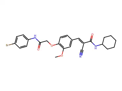 (E)-3-[4-[2-(4-bromoanilino)-2-oxoethoxy]-3-methoxyphenyl]-2-cyano-N-cyclohexylprop-2-enamide structure