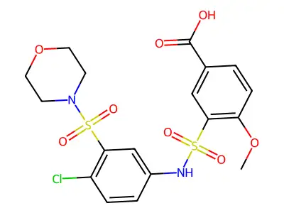3-{[4-Chloro-3-(morpholine-4-sulfonyl)phenyl]sulfamoyl}-4-methoxybenzoic acid structure