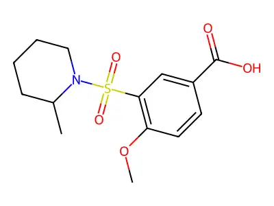 4-Methoxy-3-[(2-methylpiperidin-1-yl)sulfonyl]benzoic acid structure