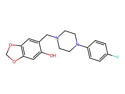 6-[[4-(4-Fluorophenyl)piperazin-1-yl]methyl]-1,3-benzodioxol-5-ol structure