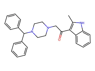 2-[4-(diphenylmethyl)piperazin-1-yl]-1-(2-methyl-1H-indol-3-yl)ethanone structure