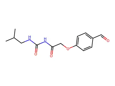 2-(4-formylphenoxy)-N-(2-methylpropylcarbamoyl)acetamide structure