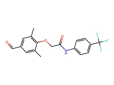 2-(4-formyl-2,6-dimethylphenoxy)-N-[4-(trifluoromethyl)phenyl]acetamide structure