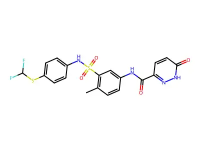 N-[3-[[4-(difluoromethylsulfanyl)phenyl]sulfamoyl]-4-methylphenyl]-6-oxo-1H-pyridazine-3-carboxamide structure