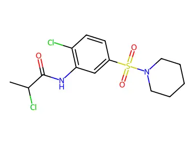 2-chloro-N-[2-chloro-5-(piperidine-1-sulfonyl)phenyl]propanamide structure