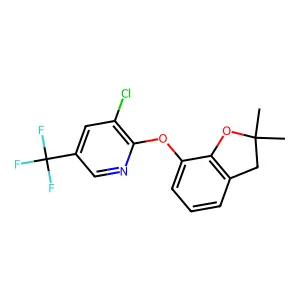 3-chloro-2-[(2,2-dimethyl-2,3-dihydro-1-benzofuran-7-yl)oxy]-5-(trifluoromethyl)pyridine structure