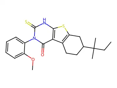 4-(2-Methoxyphenyl)-11-(2-methylbutan-2-yl)-5-sulfanyl-8-thia-4,6-diazatricyclo[7.4.0.0,2,7]trideca-1(9),2(7),5-trien-3-one structure