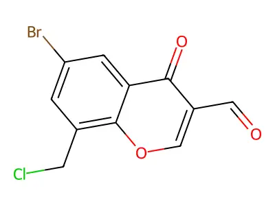 6-bromo-8-(chloromethyl)-4-oxo-4H-chromene-3-carbaldehyde structure