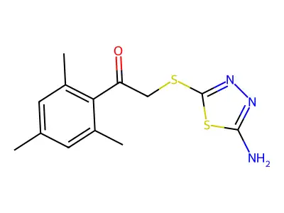 2-[(5-Amino-1,3,4-thiadiazol-2-yl)sulfanyl]-1-(2,4,6-trimethylphenyl)ethanone structure
