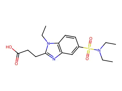 3-[5-(diethylsulfamoyl)-1-ethyl-1H-1,3-benzodiazol-2-yl]propanoic acid structure