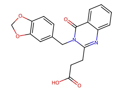 3-(3-Benzo[1,3]dioxol-5-ylmethyl-4-oxo-3,4-dihydro-quinazolin-2-yl)-propionic acid structure