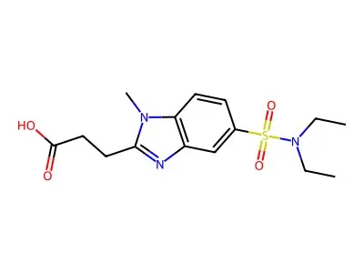 3-[5-(diethylsulfamoyl)-1-methyl-1H-1,3-benzodiazol-2-yl]propanoic acid structure