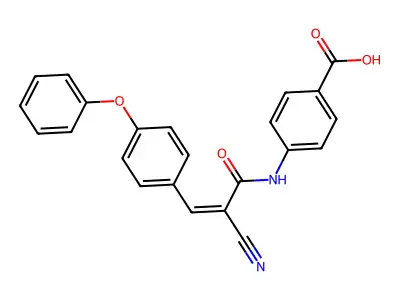 4-[2-Cyano-3-(4-phenoxyphenyl)prop-2-enamido]benzoic acid structure