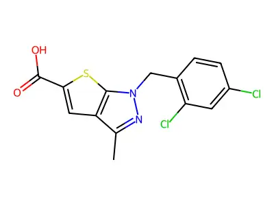 1-(2,4-Dichloro-benzyl)-3-methyl-1H-thieno[2,3-c]pyrazole-5-carboxylic acid structure
