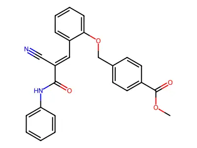 methyl 4-[[2-[(E)-3-anilino-2-cyano-3-oxoprop-1-enyl]phenoxy]methyl]benzoate structure