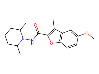 N-(2,6-dimethylpiperidin-1-yl)-5-methoxy-3-methyl-1-benzofuran-2-carboxamide structure