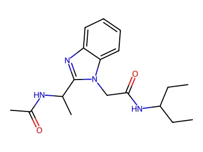 2-[2-(1-acetamidoethyl)benzimidazol-1-yl]-N-pentan-3-ylacetamide structure