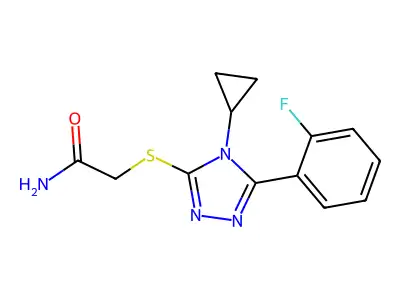 2-[[4-Cyclopropyl-5-(2-fluorophenyl)-1,2,4-triazol-3-yl]sulfanyl]acetamide structure