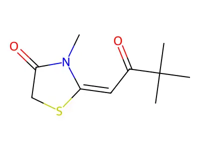 2-(3,3-dimethyl-2-oxobutylidene)-3-methyl-1,3-thiazolidin-4-one structure