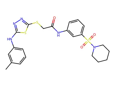 2-[[5-[(3-Methylphenyl)amino]-1,3,4-thiadiazol-2-yl]thio]-N-[3-(1-piperidinylsulfonyl)phenyl]acetamide structure