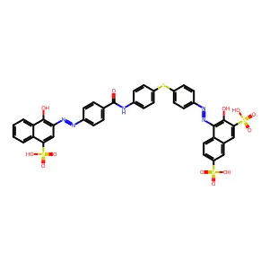3-Hydroxy-4-((4-((4-((4-((1-hydroxy-4-sulfo-2-naphthyl)diazenyl)benzoyl)amino)phenyl)thio)phenyl)diazenyl)-2,7-naphthalenedisulfonic acid structure