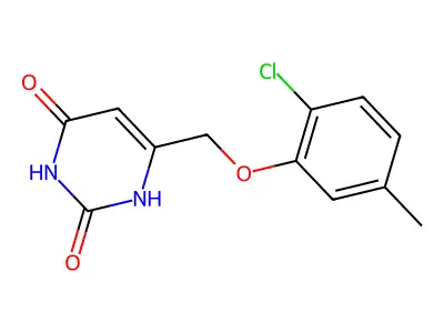 6-[(2-chloro-5-methylphenoxy)methyl]-1H-pyrimidine-2,4-dione structure