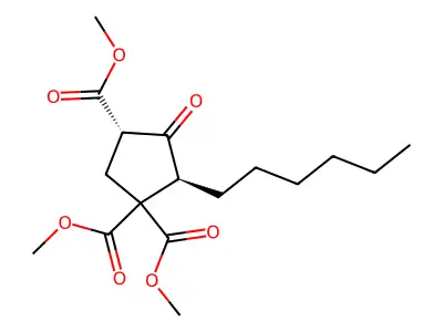 1,1,3-Cyclopentanetricarboxylic acid, 5-hexyl-4-oxo-, 1,1,3-trimethyl ester structure