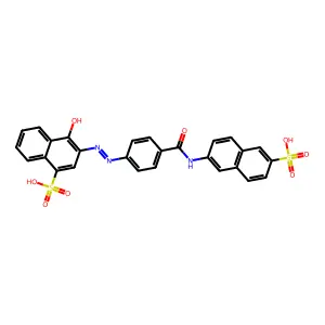 4-Hydroxy-3-((4-(((6-sulfo-2-naphthyl)amino)carbonyl)phenyl)diazenyl)-1-naphthalenesulfonic acid structure