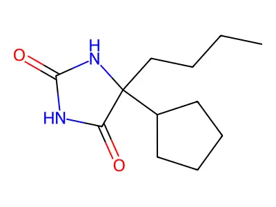 5-Butyl-5-cyclopentylimidazolidine-2,4-dione structure