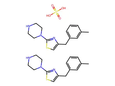 1-(4-((3-Methylphenyl)methyl)-2-thiazolyl)piperazine sulfate hydrate (2:1:1) structure