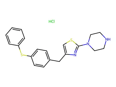 Piperazine, 1-(4-((4-(phenylthio)phenyl)methyl)-2-thiazolyl)-, monohydrochloride structure