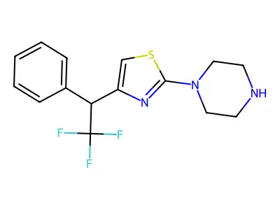 Piperazine, 1-(4-(2,2,2-trifluoro-1-phenylethyl)-2-thiazolyl)- structure