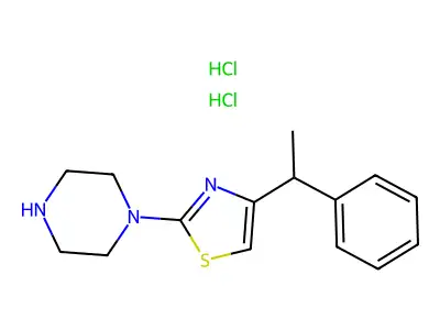 Piperazine, 1-(4-(1-phenylethyl)-2-thiazolyl)-, dihydrochloride structure