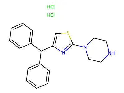 Piperazine, 1-(4-(diphenylmethyl)-2-thiazolyl)-, hydrochloride, hydrate (1:2:1) structure